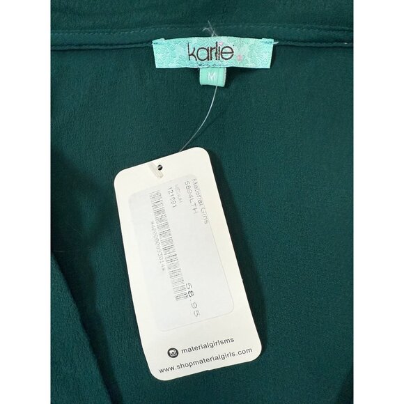 Karlie Green Hooded Top Lightweight Pullover Style Medium Drawstring - Picture 6 of 7